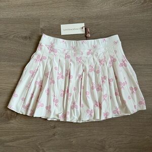 🆕 LoveShackFancy White Danica Pink Tennis Rackets Pleated Active Mini Skort
